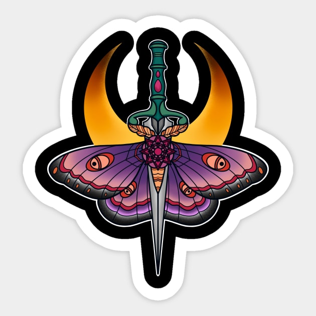 Moth Dagger Tattoo Sticker by Helena Morpho 